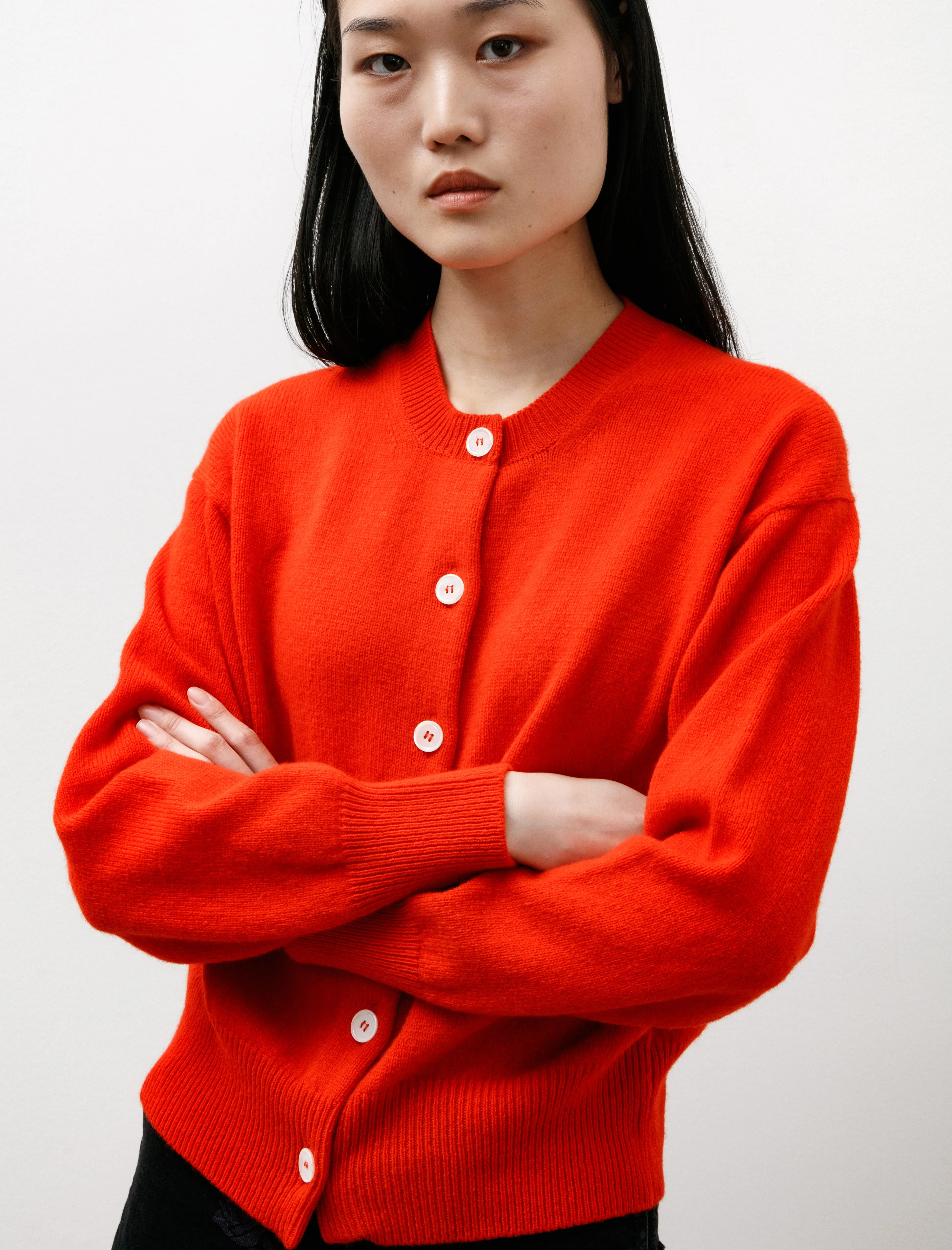 Ada Crewneck Cardigan Poppy Red