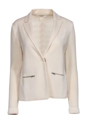 Amina Rubinacci - Cream Wool Knit Blazer Sz M