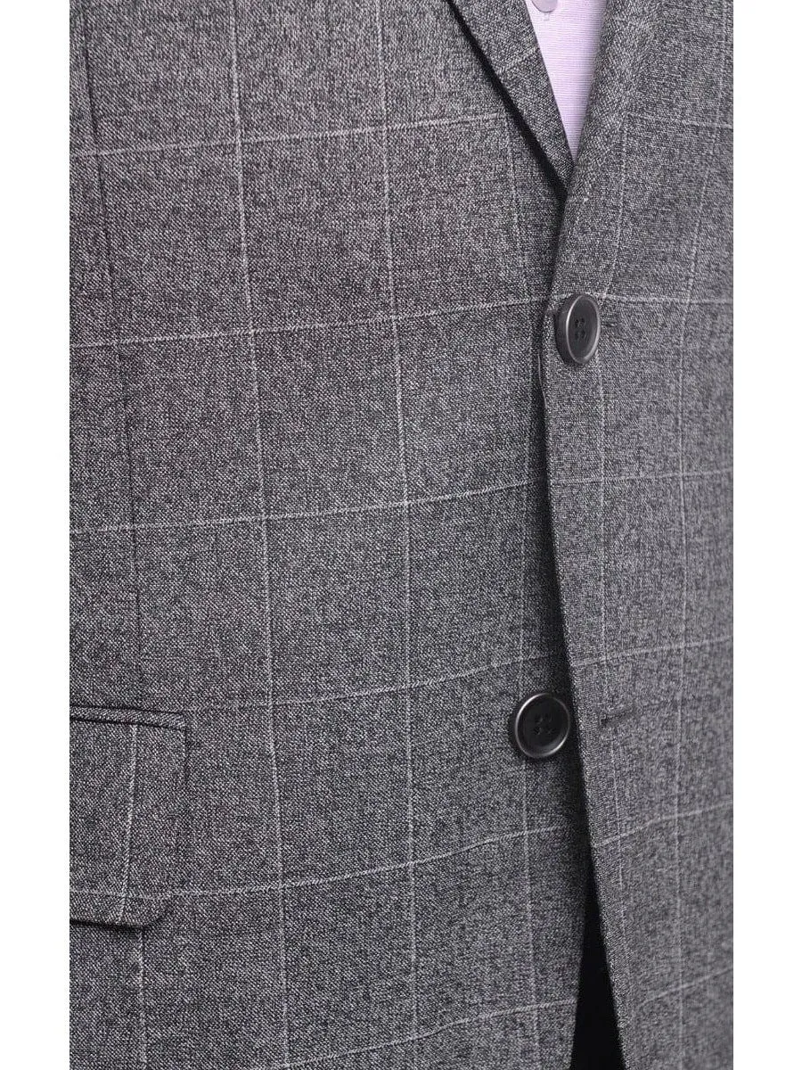 Arthur Black Classic Fit Gray Plaid Two Button Wool Blazer Sportcoat