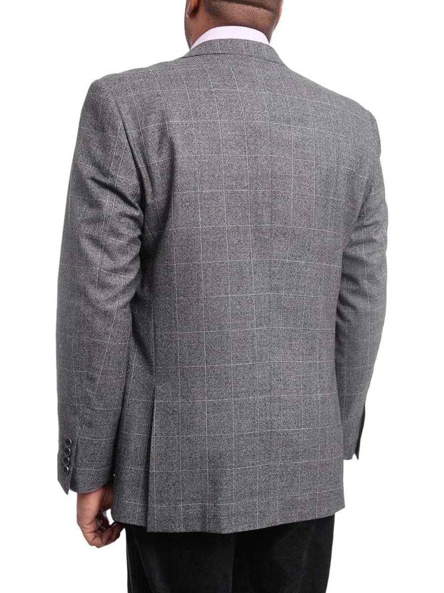 Arthur Black Classic Fit Gray Plaid Two Button Wool Blazer Sportcoat