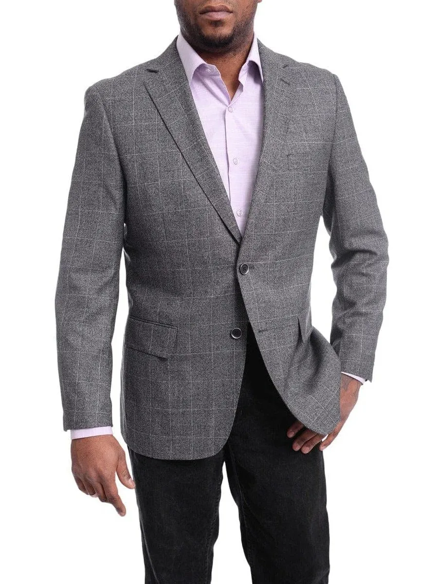 Arthur Black Classic Fit Gray Plaid Two Button Wool Blazer Sportcoat