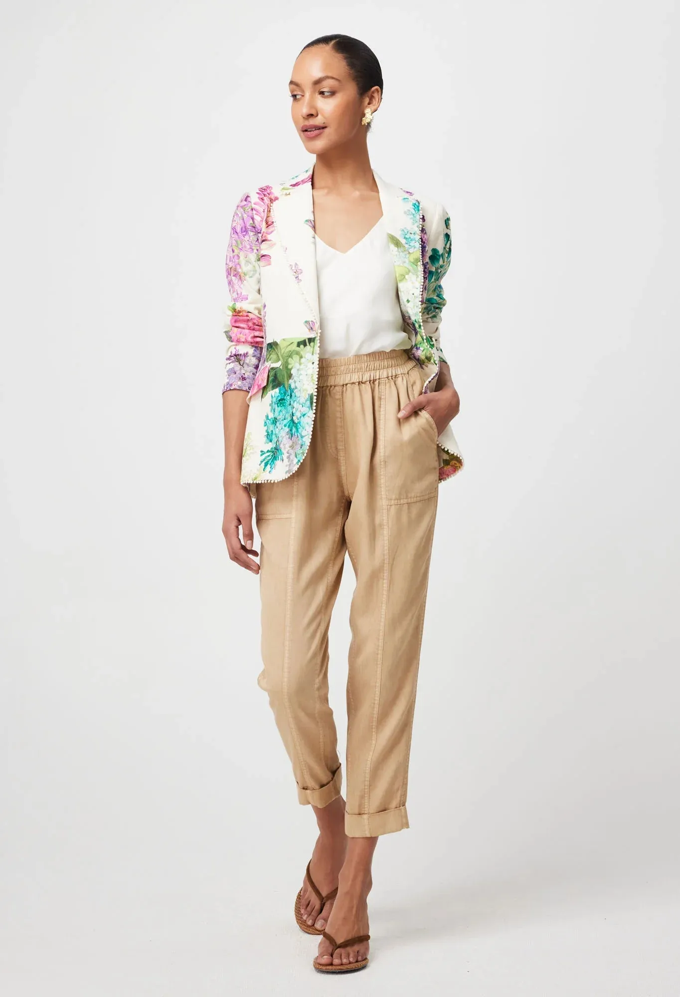 Bahia Floral Printed Linen Viscose Blazer