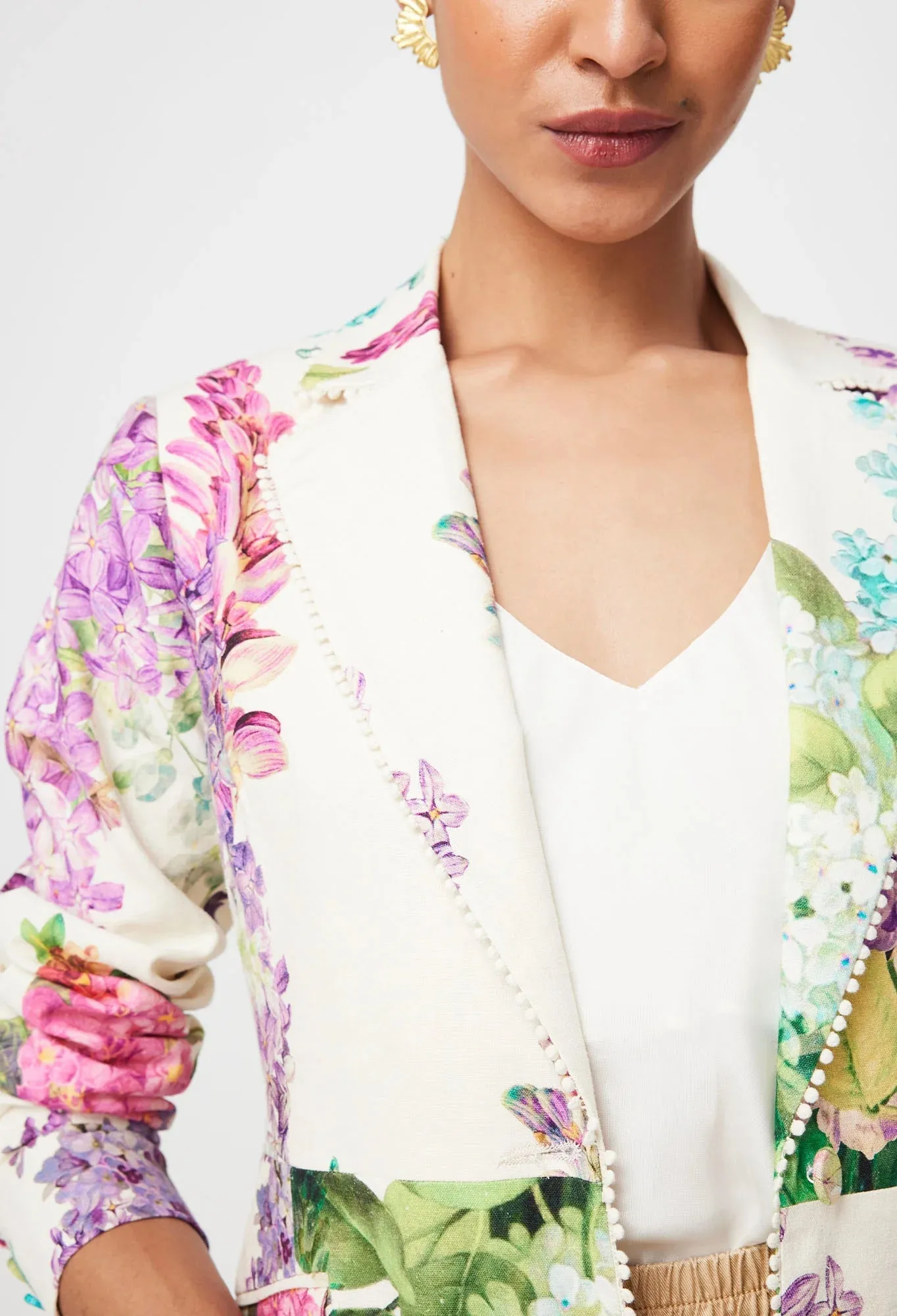 Bahia Floral Printed Linen Viscose Blazer