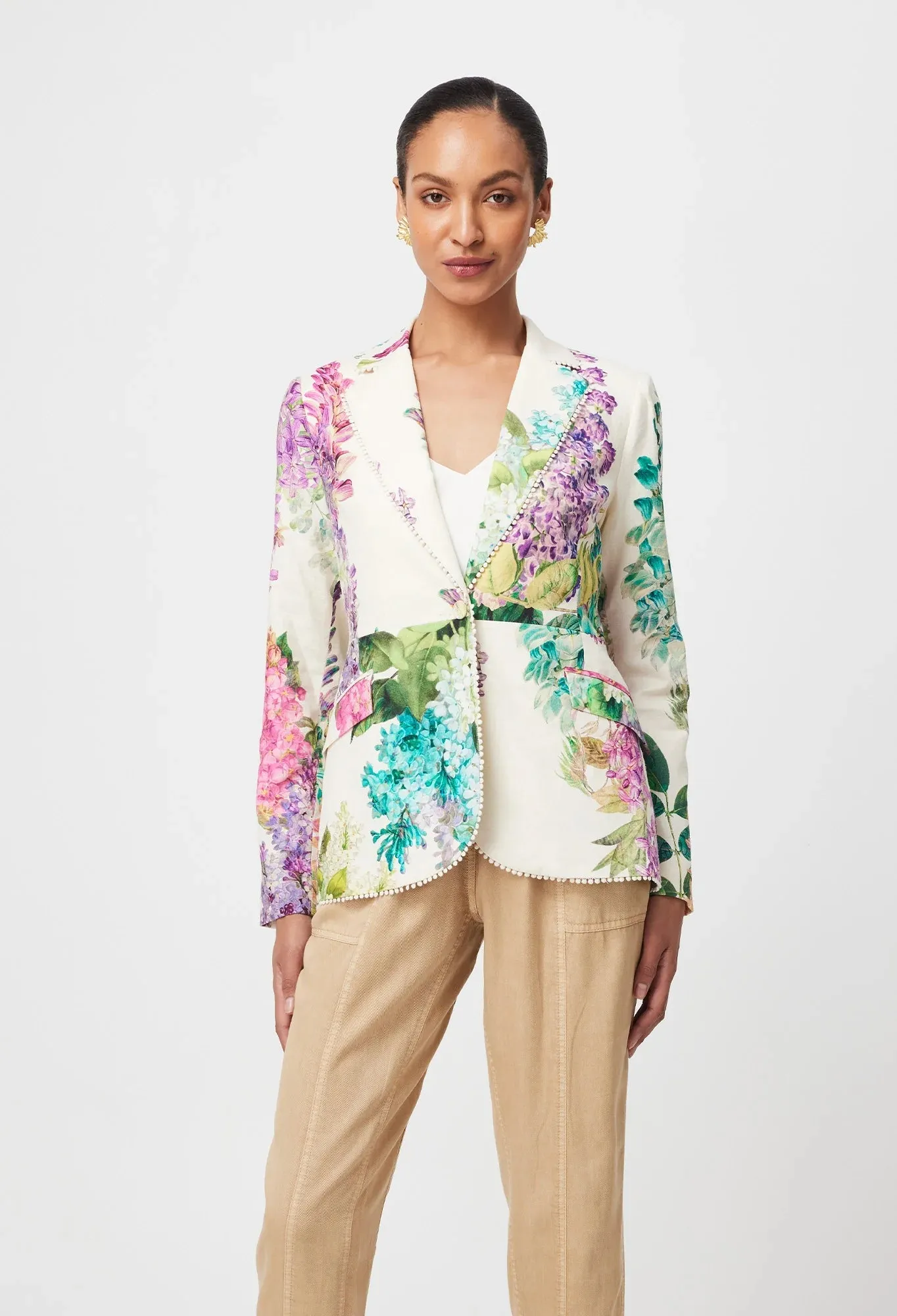 Bahia Floral Printed Linen Viscose Blazer