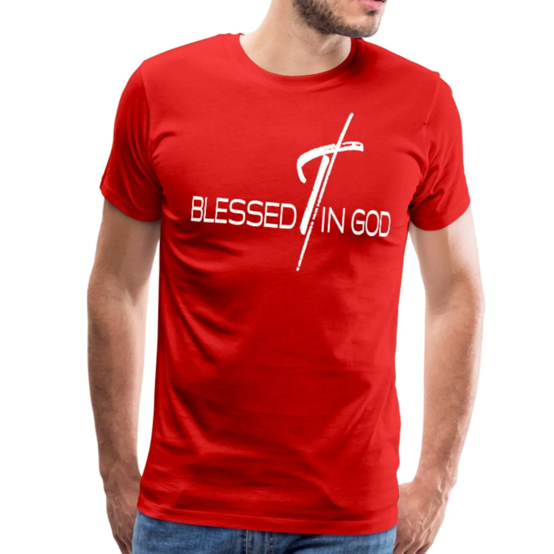 Blessed In God Graphic Text Mens T-Shirt