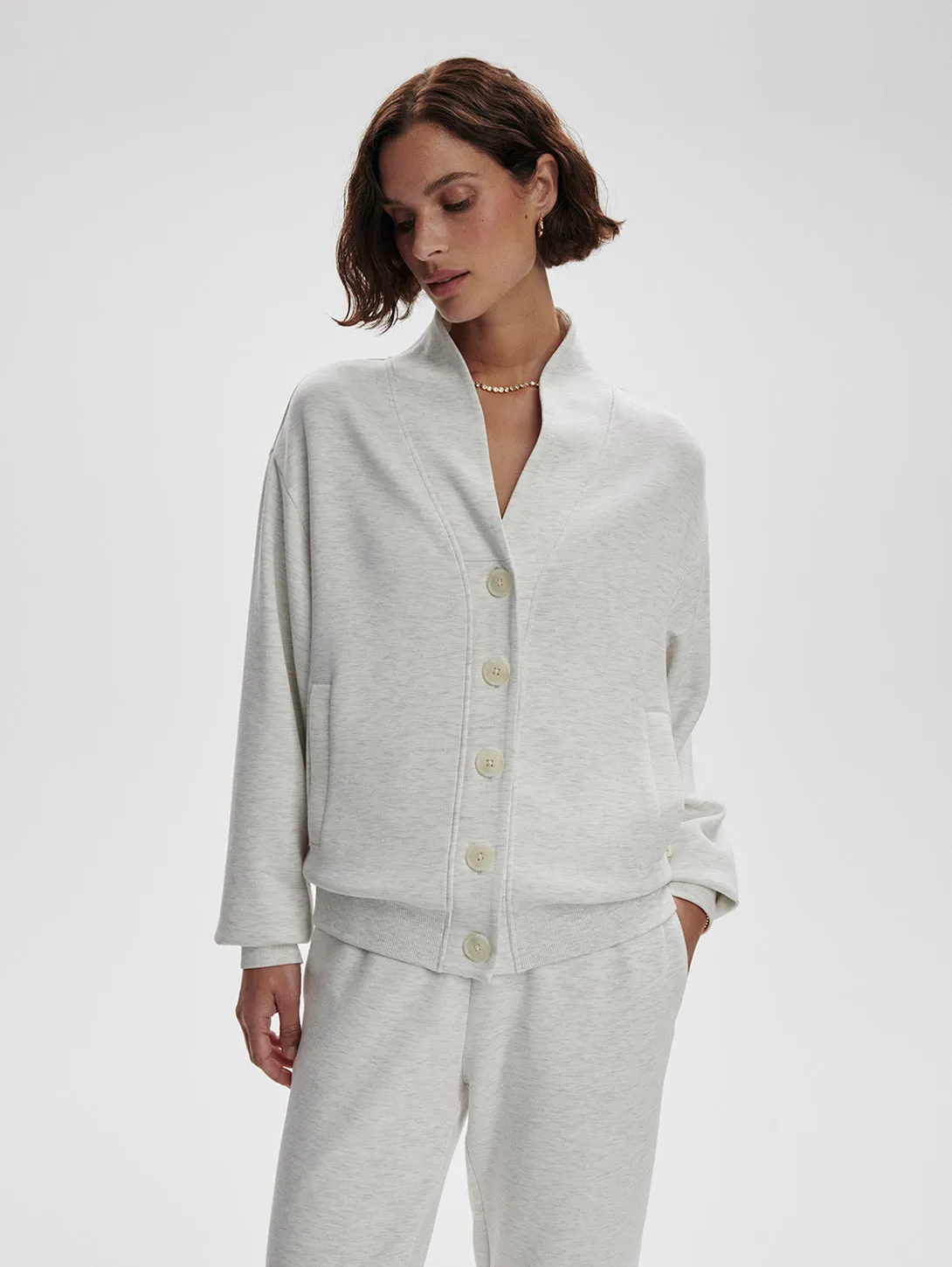 Celeste Button Through Cardigan - Ivory Marl