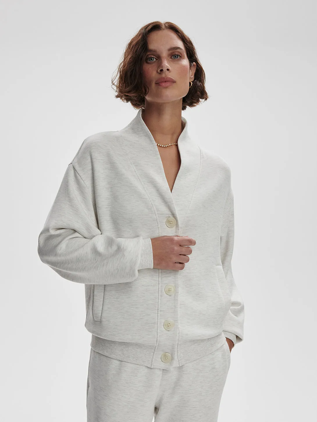 Celeste Button Through Cardigan - Ivory Marl