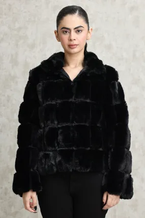 COZY FAUX FUR JACKET-BLACK