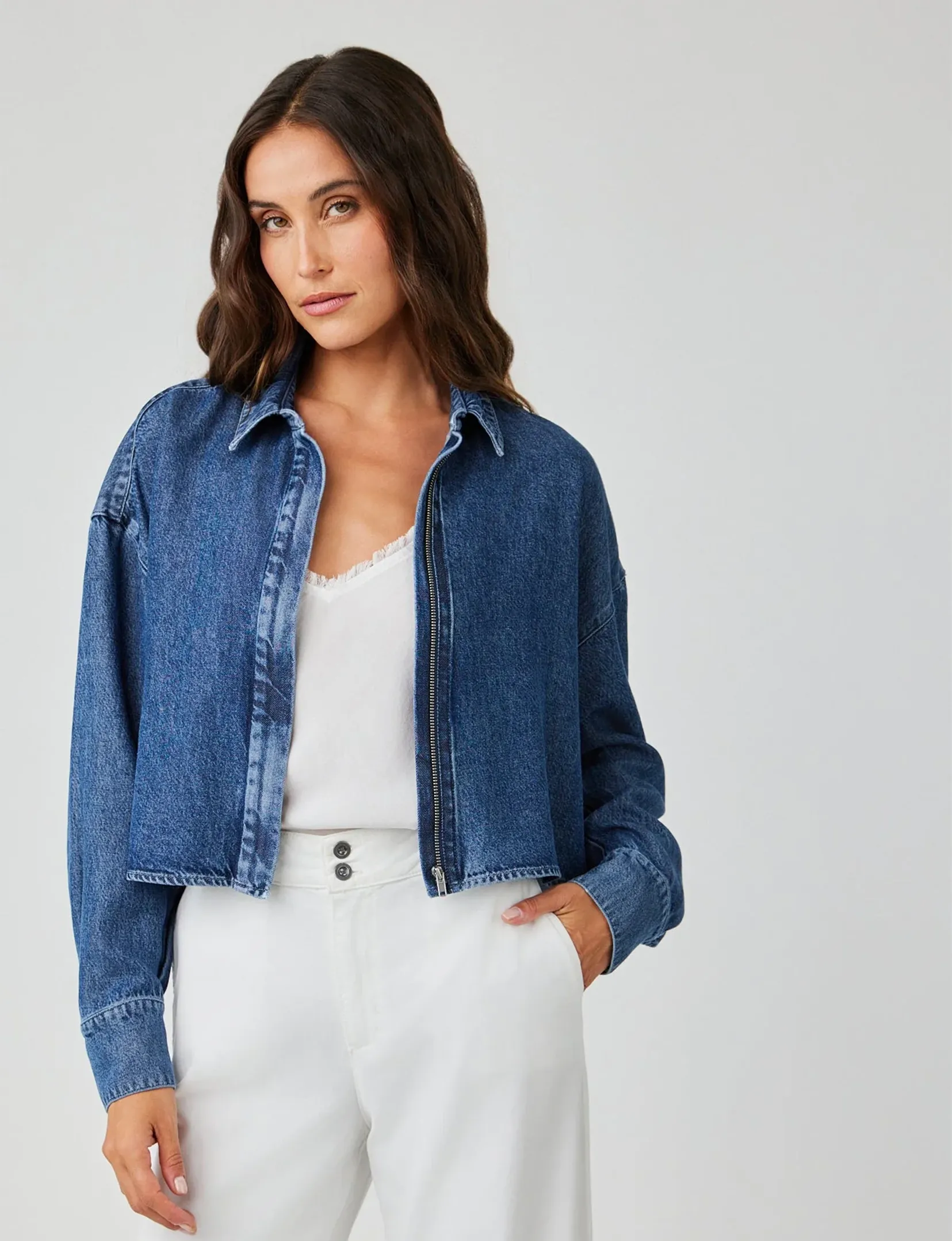 Cropped Shacket, Horizon Wash