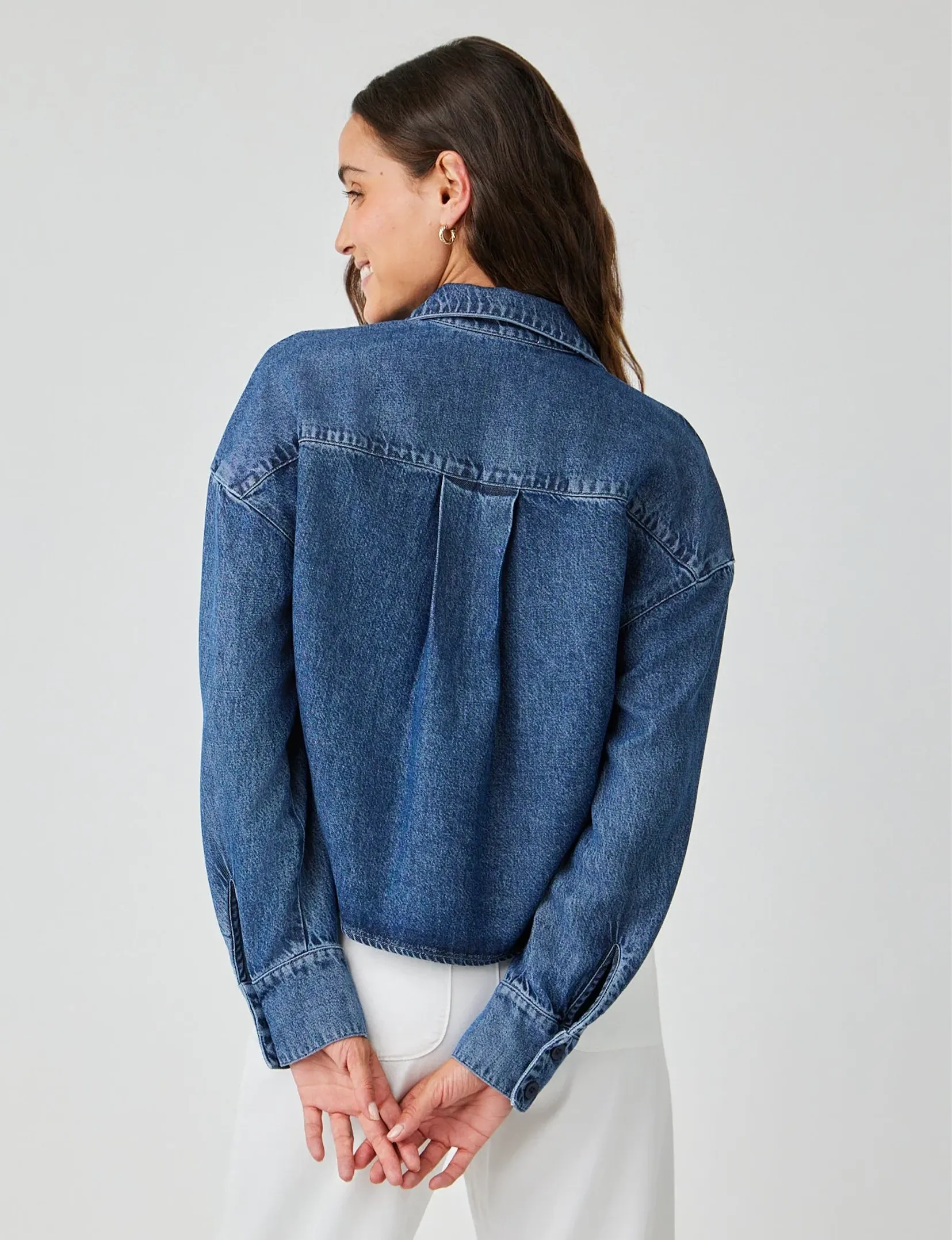 Cropped Shacket, Horizon Wash