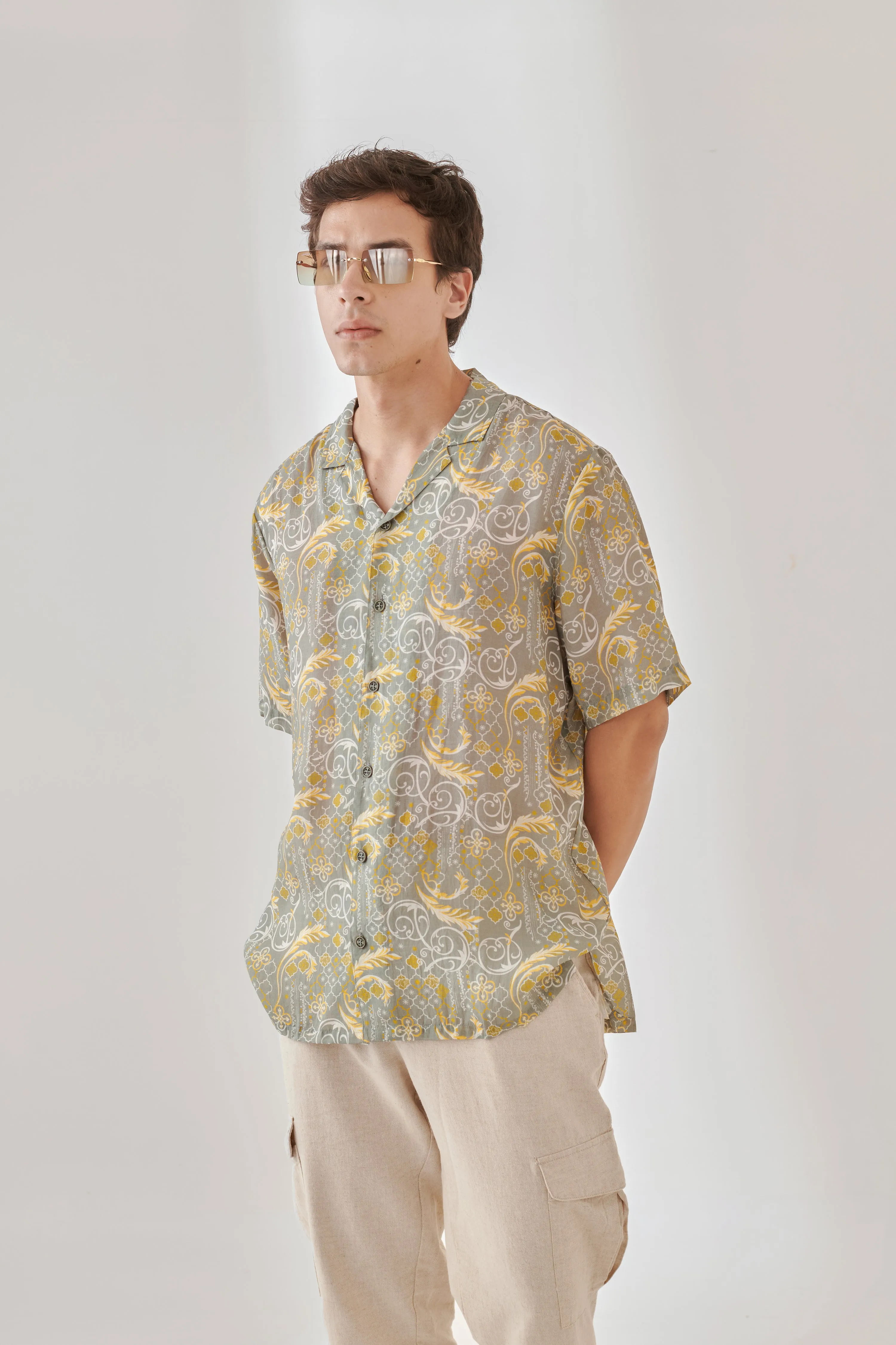 Dawn Chorus Oversize Hawaiian Collar Shirt