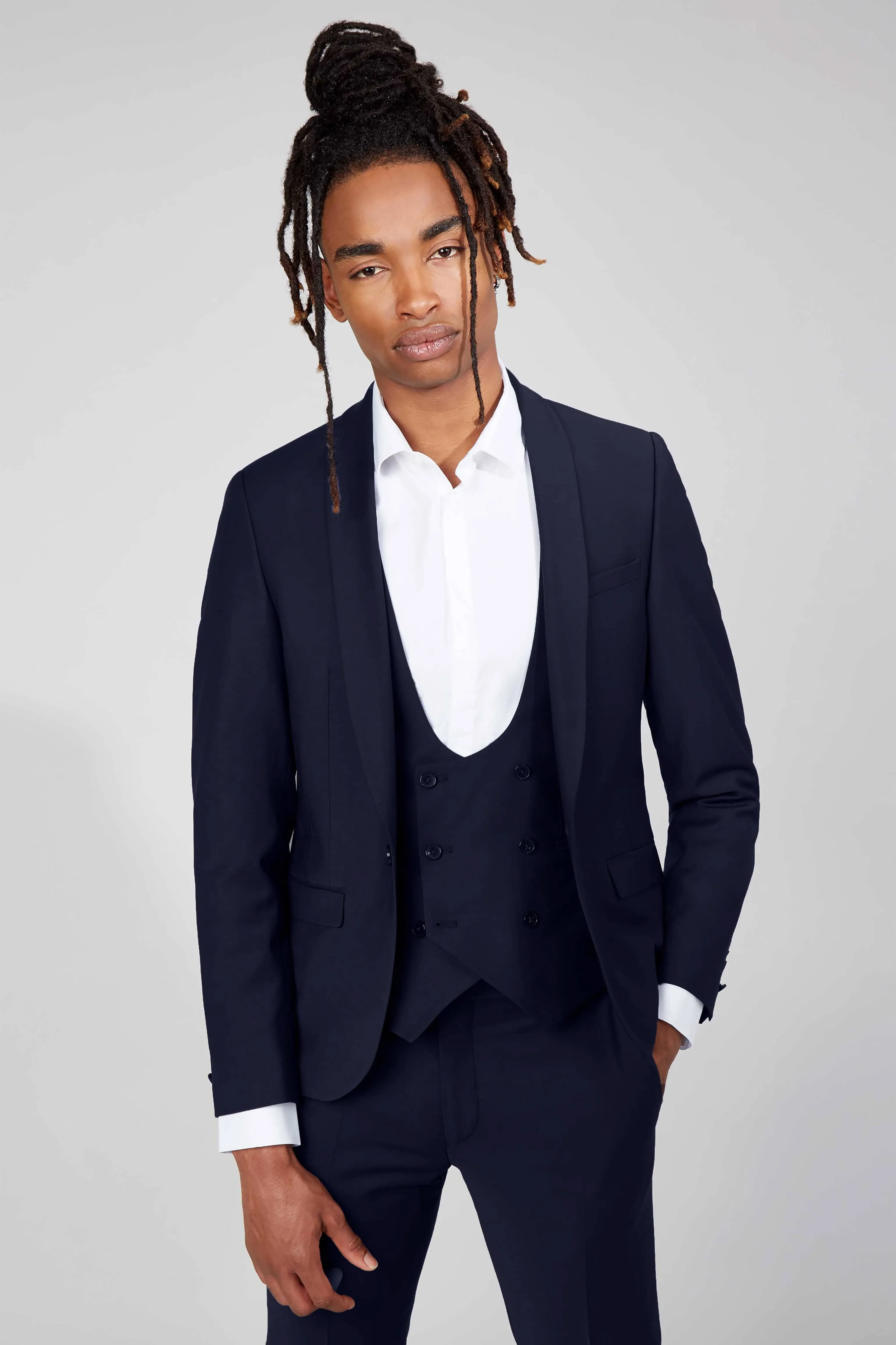 Ellroy Skinny Fit Dark Navy Wool Suit - ARCHIVE