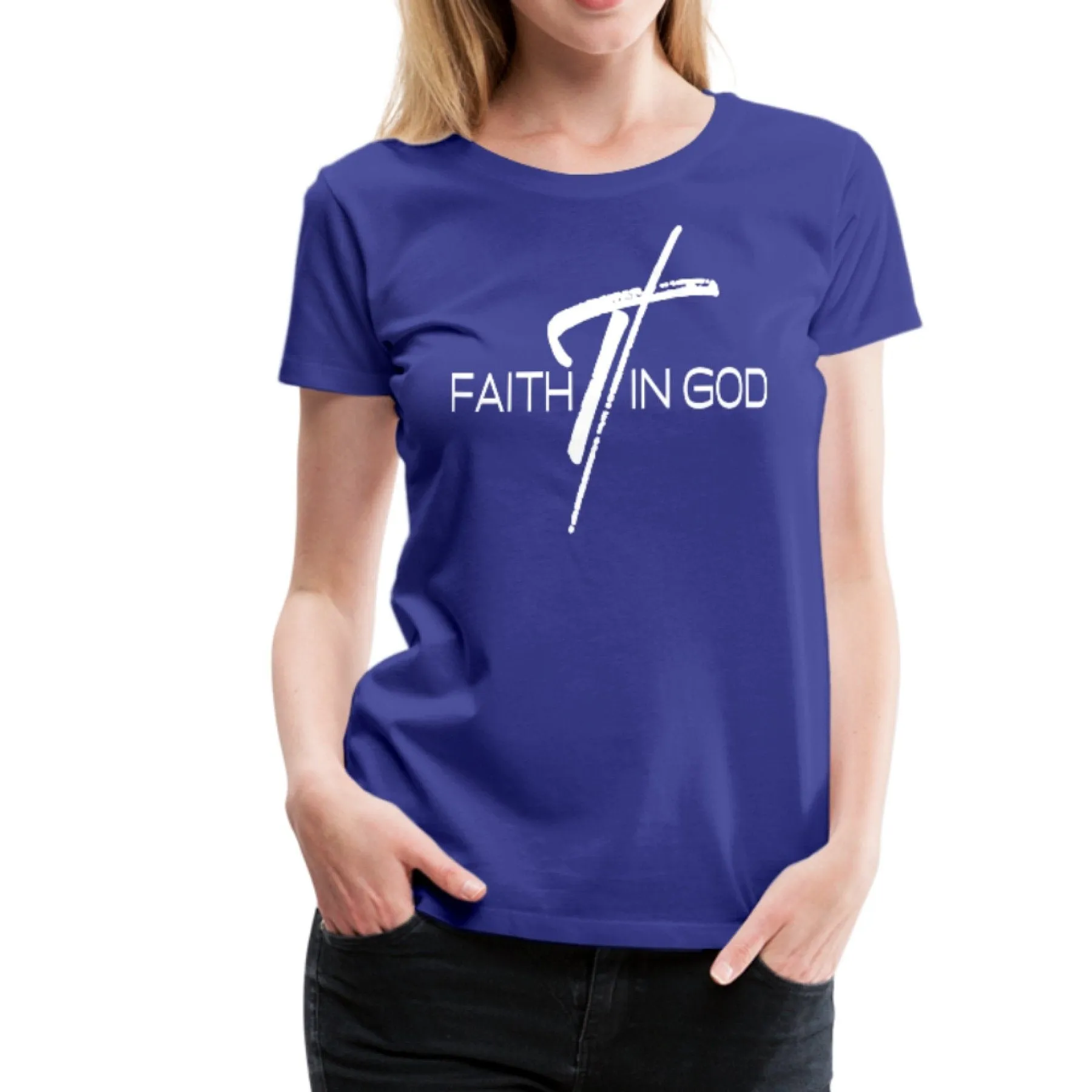 Faith In God Graphic Text Style Womens Classic T-Shirt