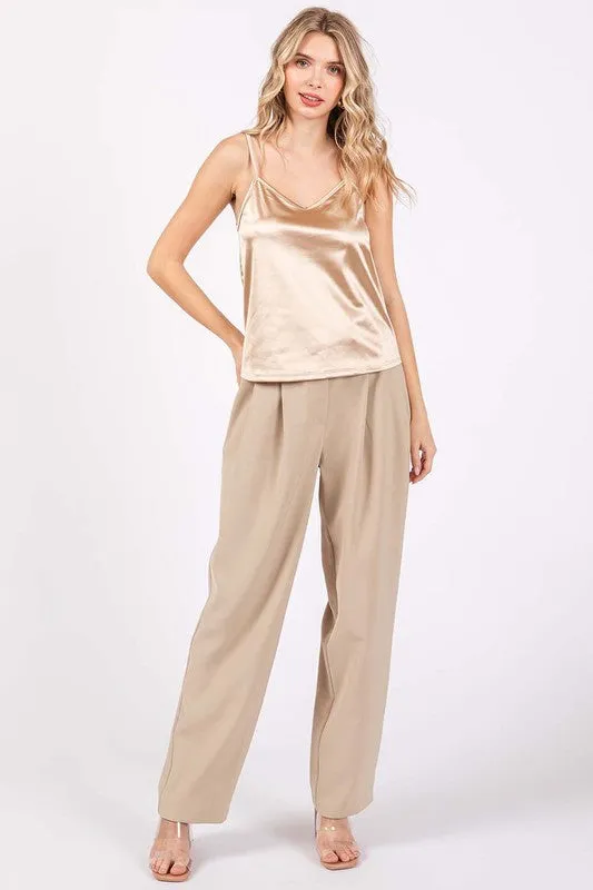 High-Waisted Pleated Slacks