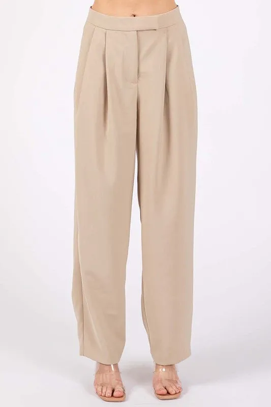 High-Waisted Pleated Slacks