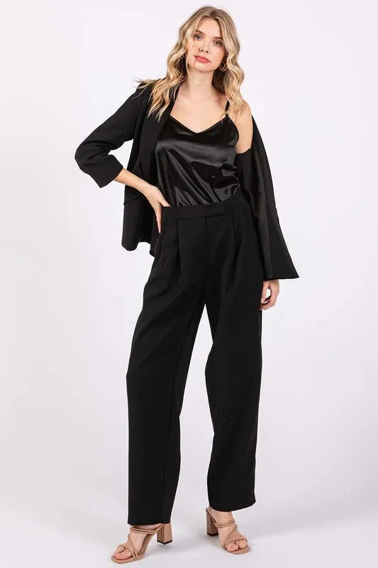 High-Waisted Pleated Slacks