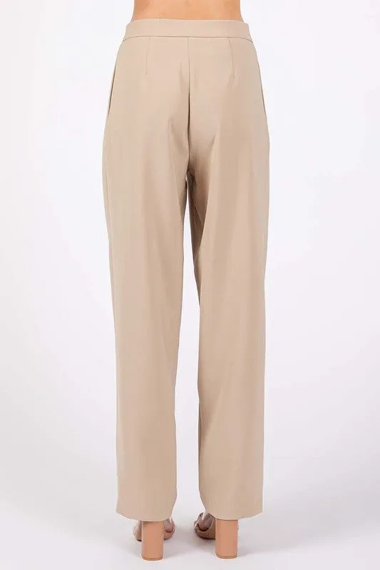 High-Waisted Pleated Slacks