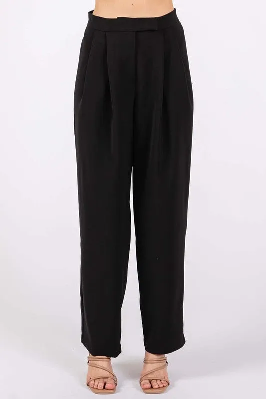 High-Waisted Pleated Slacks