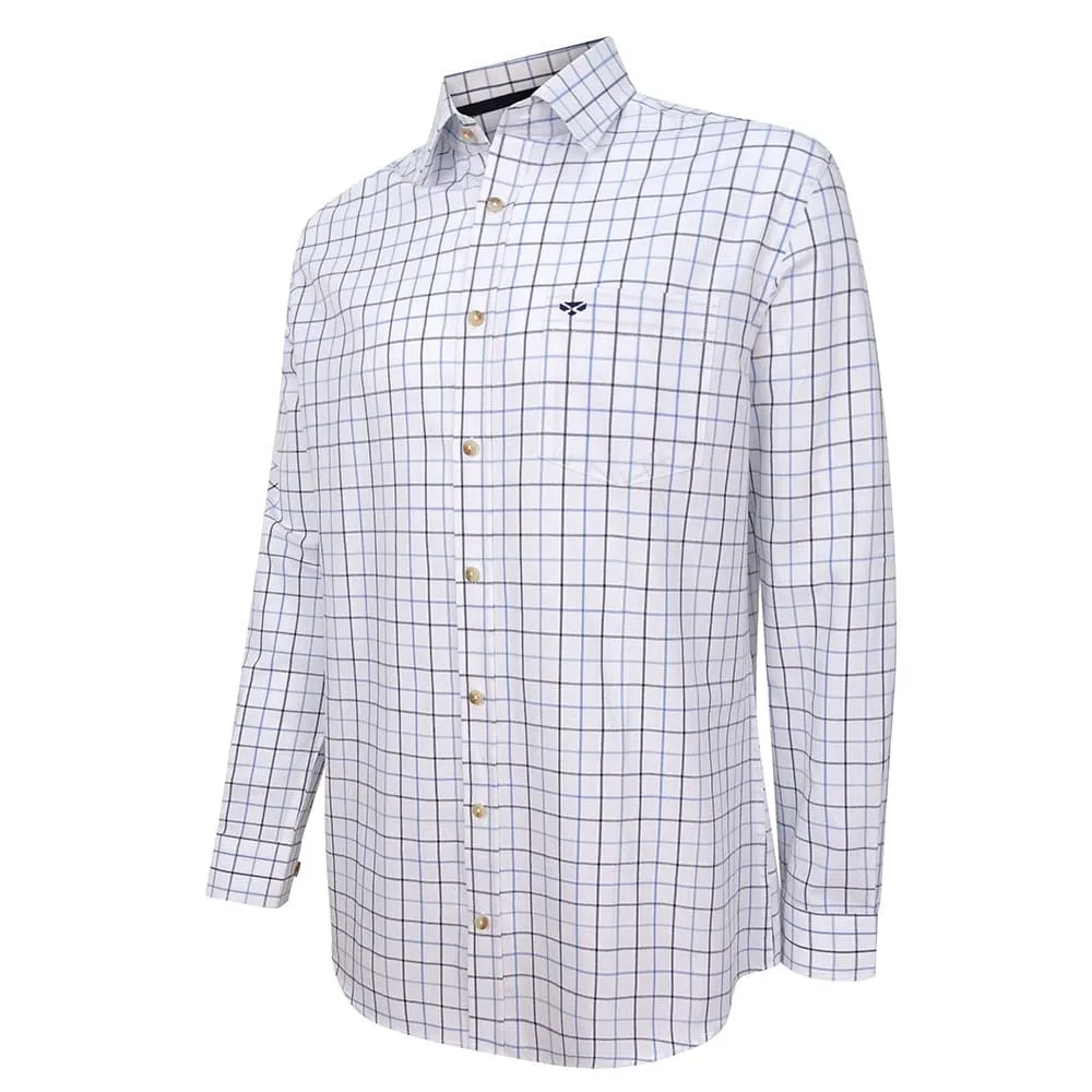 Hoggs Of Fife Viscount Premier Tattersall Shirt White/Navy Check