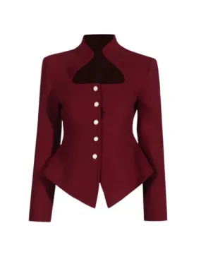 Hollow Out Chic Button Slimming Jackets