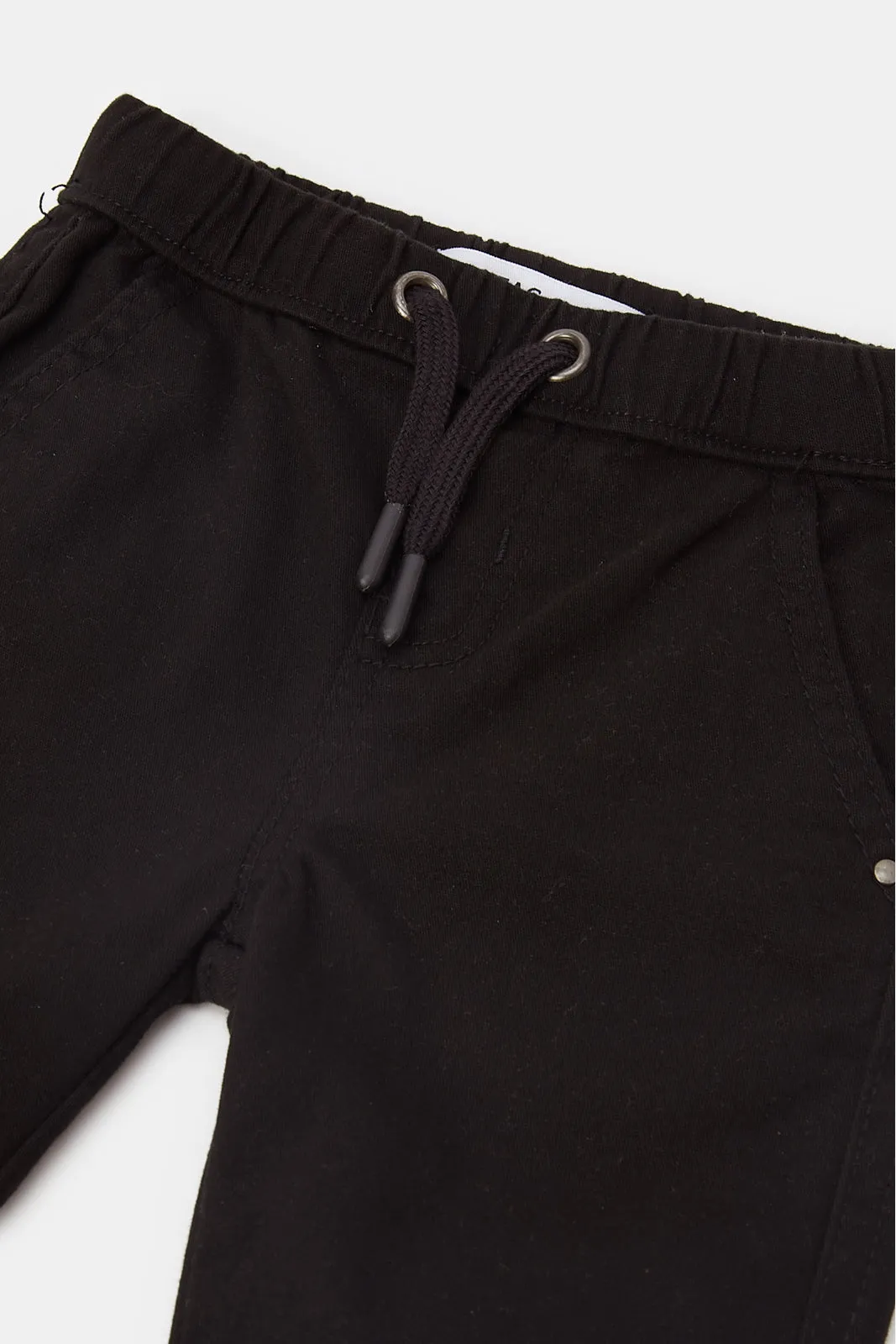 Infant Boys Black Solid Twill Chino Trousers