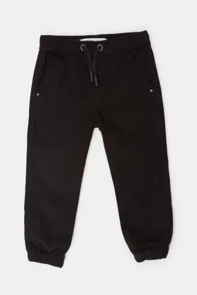 Infant Boys Black Solid Twill Chino Trousers