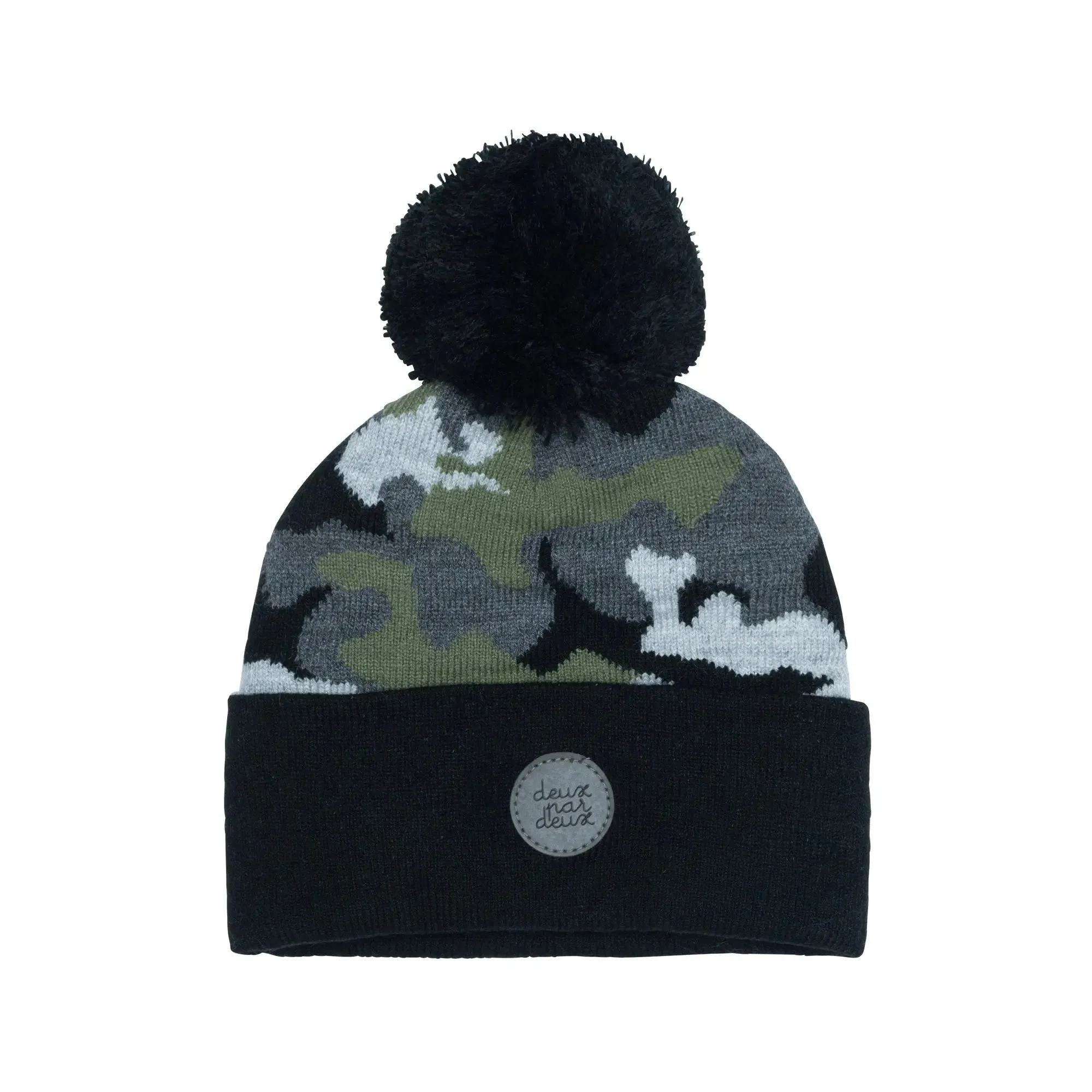 Knit Hat Camo Black And Khaki