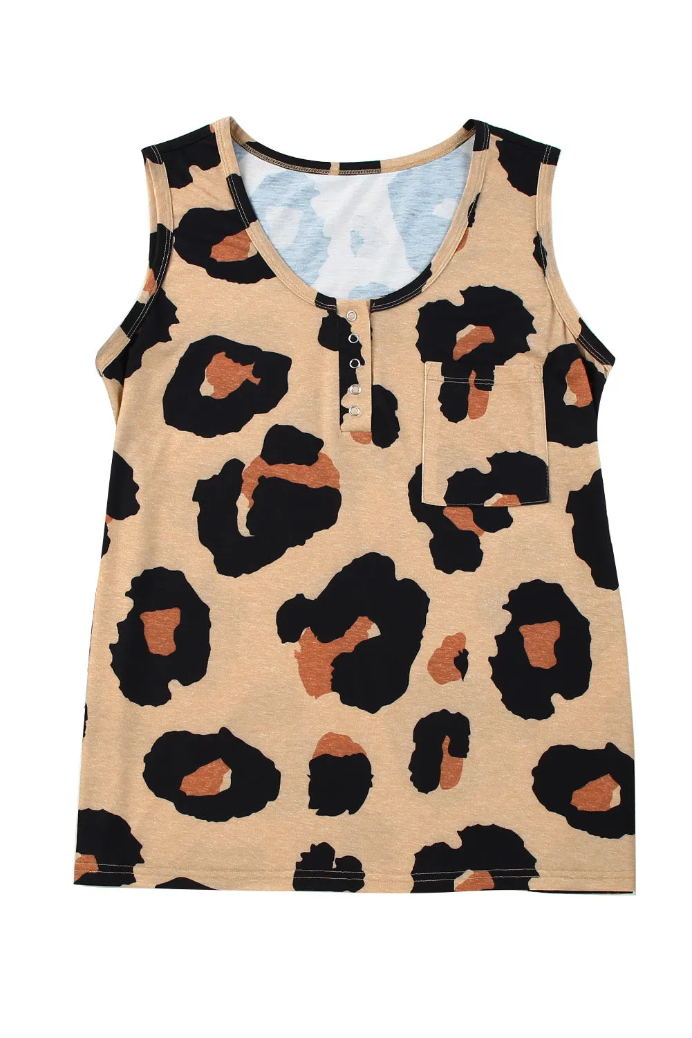 Leopard Chest Pocket Tank Top