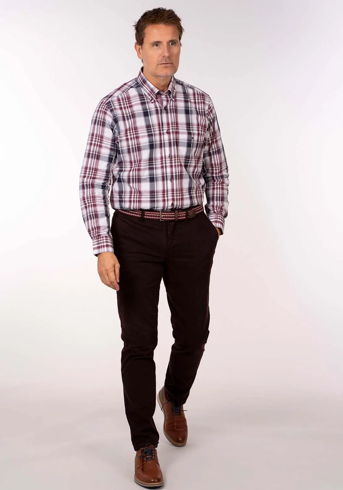 Long Sleeve Check Shirt - Wine