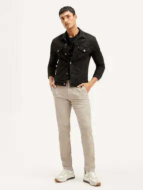 Men's Beige Slim Tapered Fit Chinos