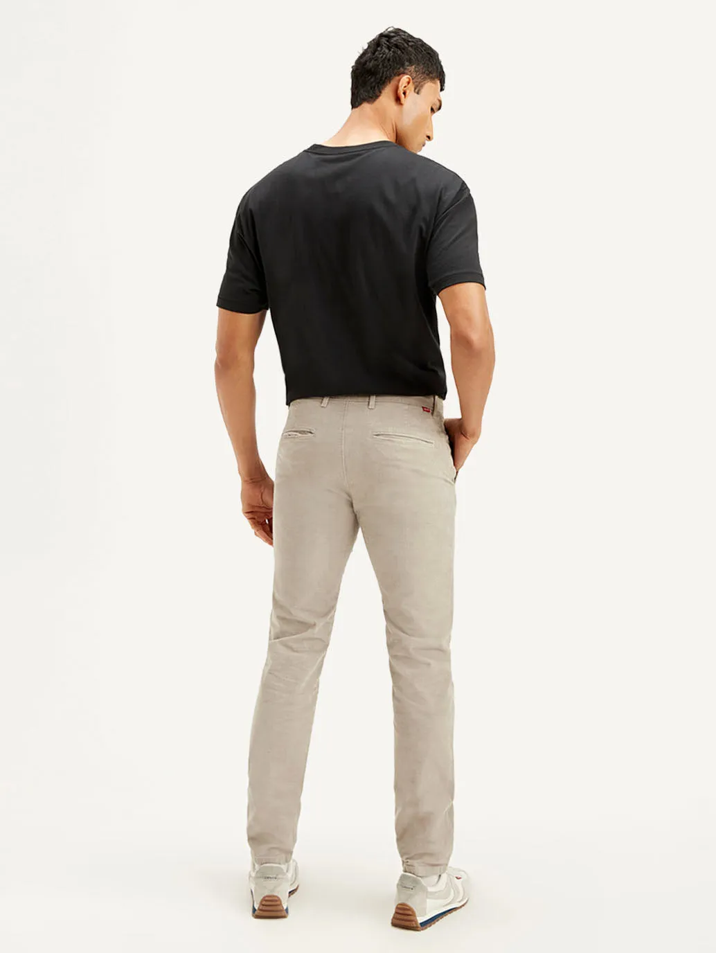 Men's Beige Slim Tapered Fit Chinos