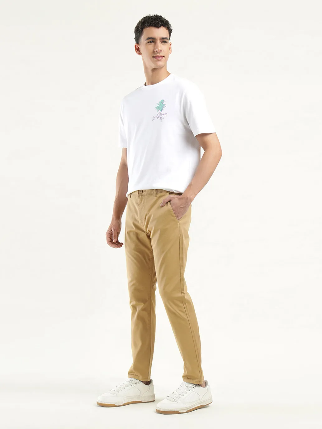 Men's Khaki Slim Tapered Fit Chinos