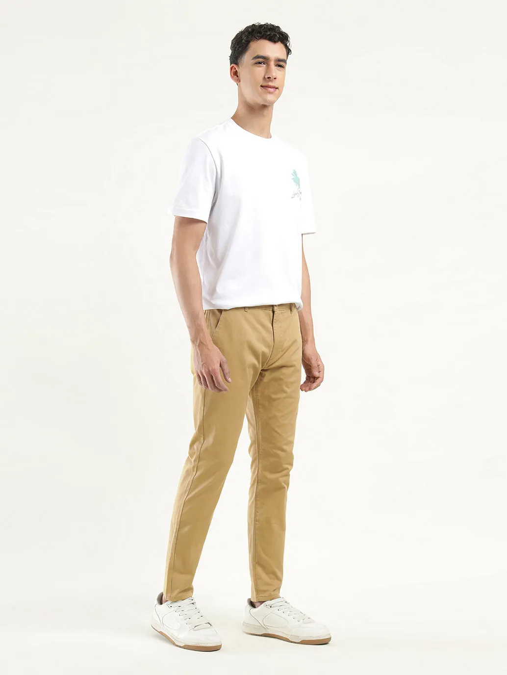 Men's Khaki Slim Tapered Fit Chinos