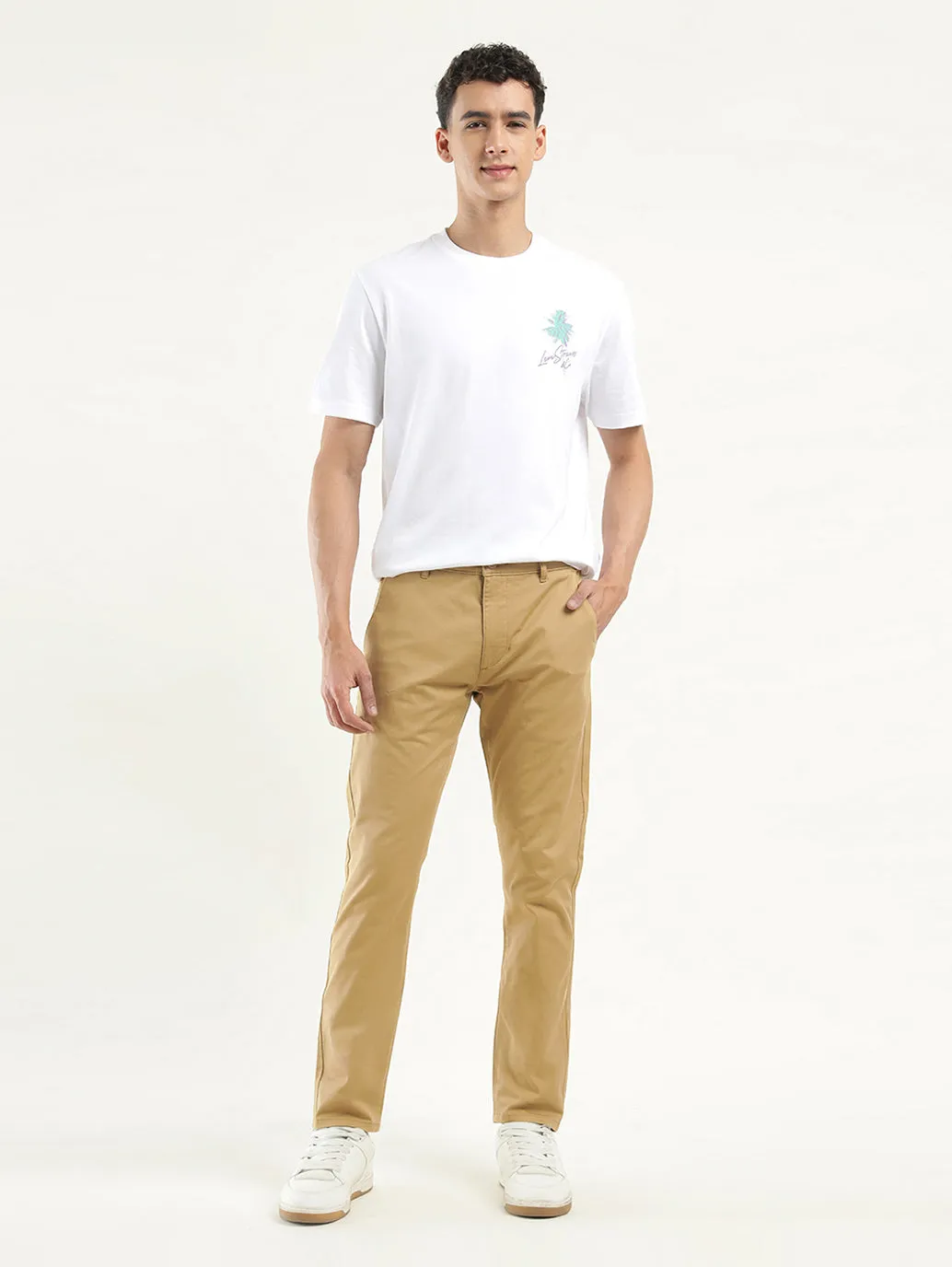 Men's Khaki Slim Tapered Fit Chinos