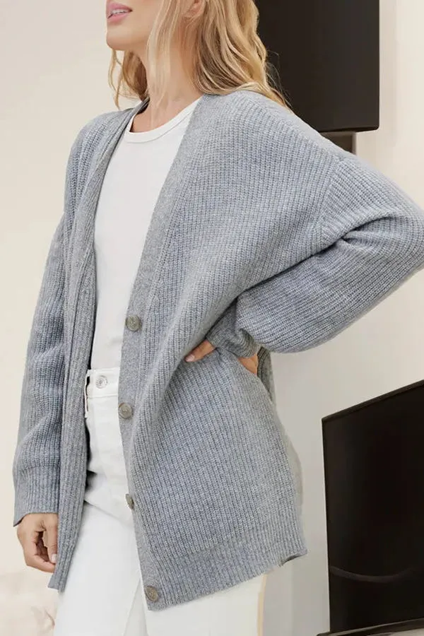 Mountain View Knit Ribbed Button Relaxed Cardigan