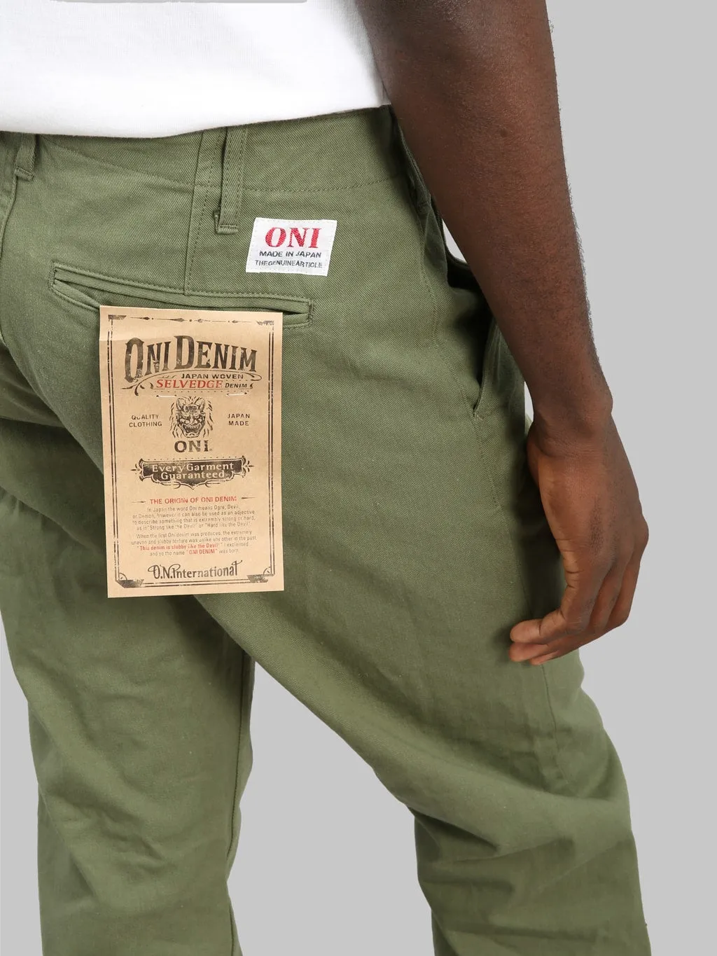 ONI Denim 737-SVC-LOL 9.5oz Selvedge Chino Trouser Light Olive