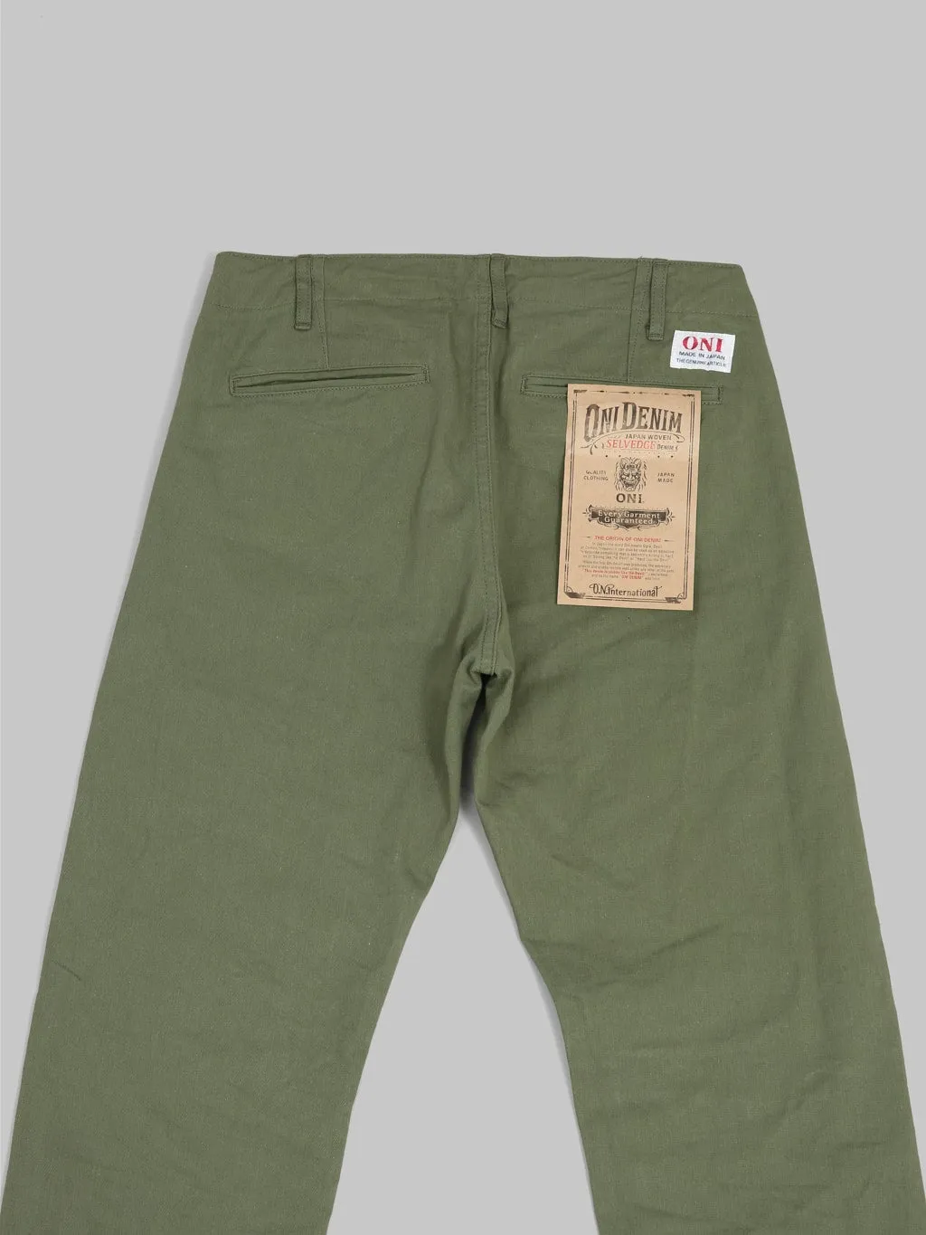 ONI Denim 737-SVC-LOL 9.5oz Selvedge Chino Trouser Light Olive