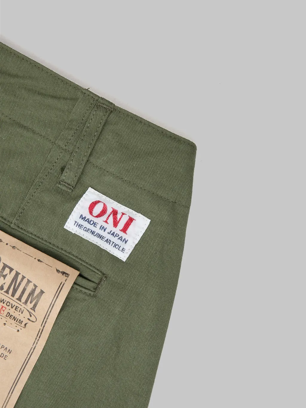 ONI Denim 737-SVC-LOL 9.5oz Selvedge Chino Trouser Light Olive