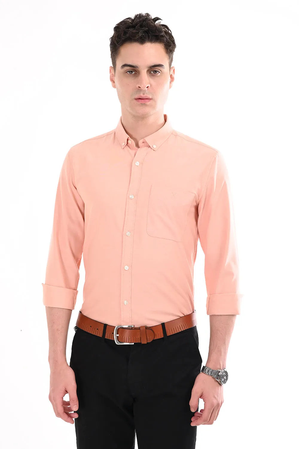 Orange New Age Oxford Semi Formal Shirt