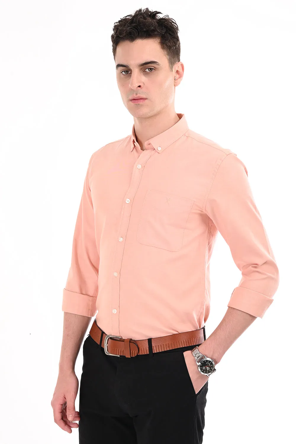 Orange New Age Oxford Semi Formal Shirt