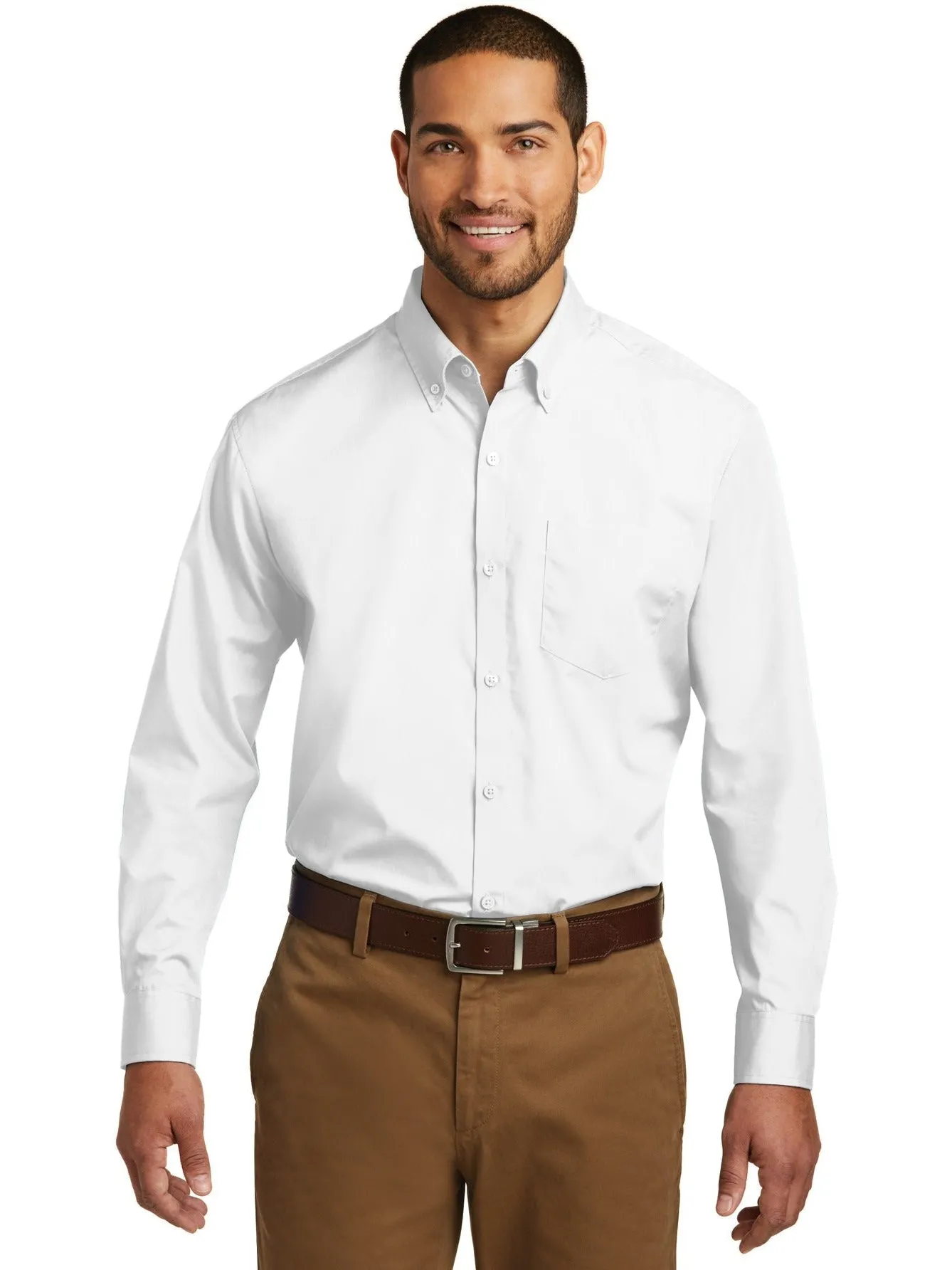 OUTLET-Port Authority Tall Long Sleeve Carefree Poplin Shirt