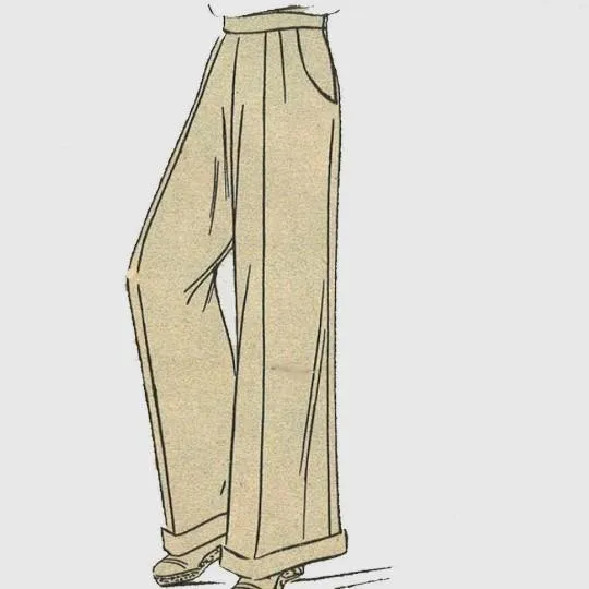 PDF - Women's 1940's Wide Leg Katharine Trousers -  Waist 26" (66cm) - Download