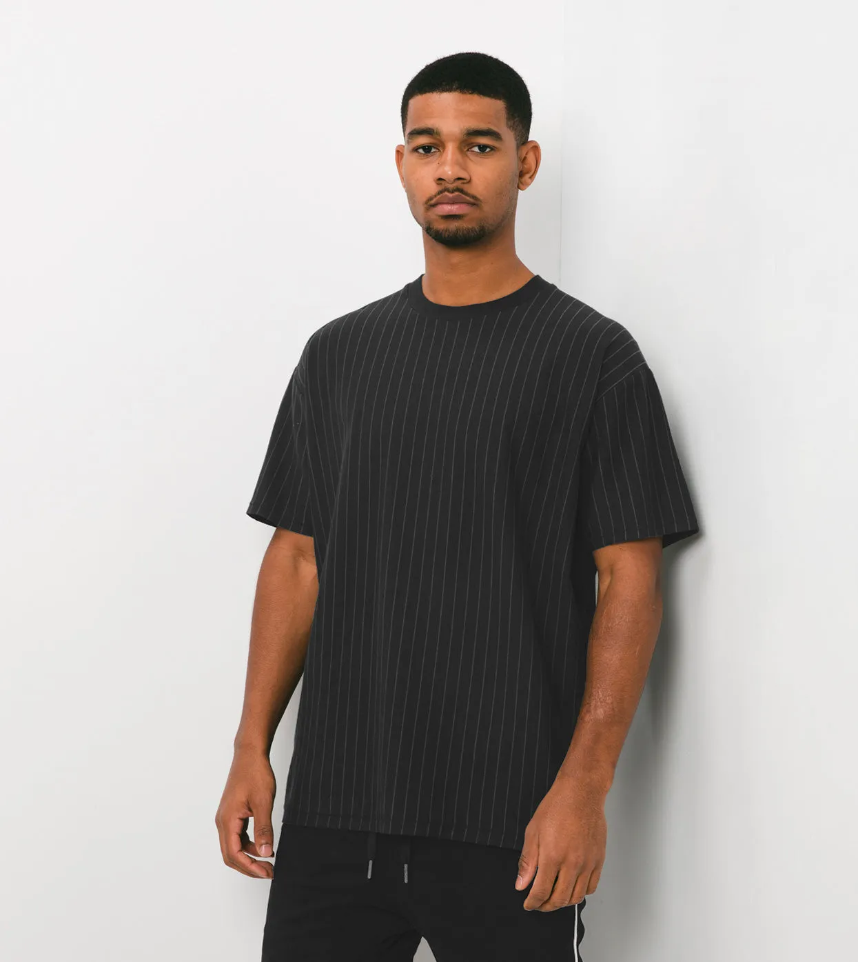 Pinstripe Box Tee Black/Vintage Black