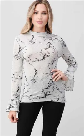 Print Bell Sleeve Blouse