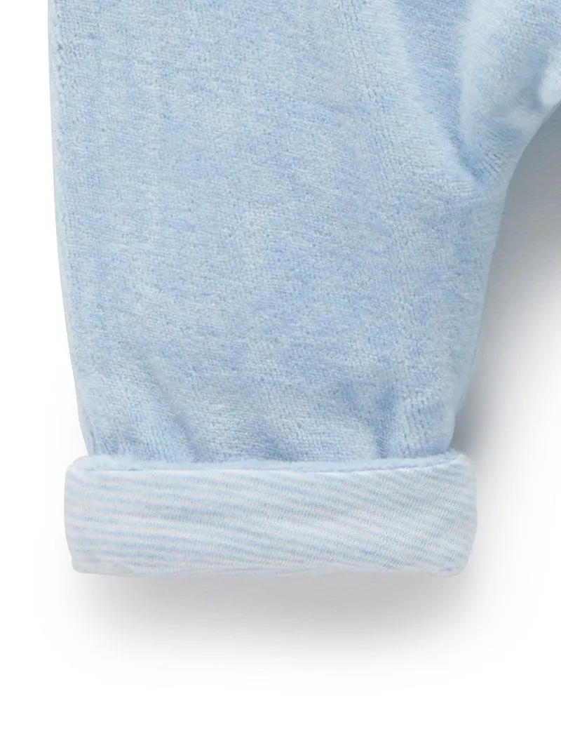 Purebaby Velour Softy Pant - Soft Blue Melange