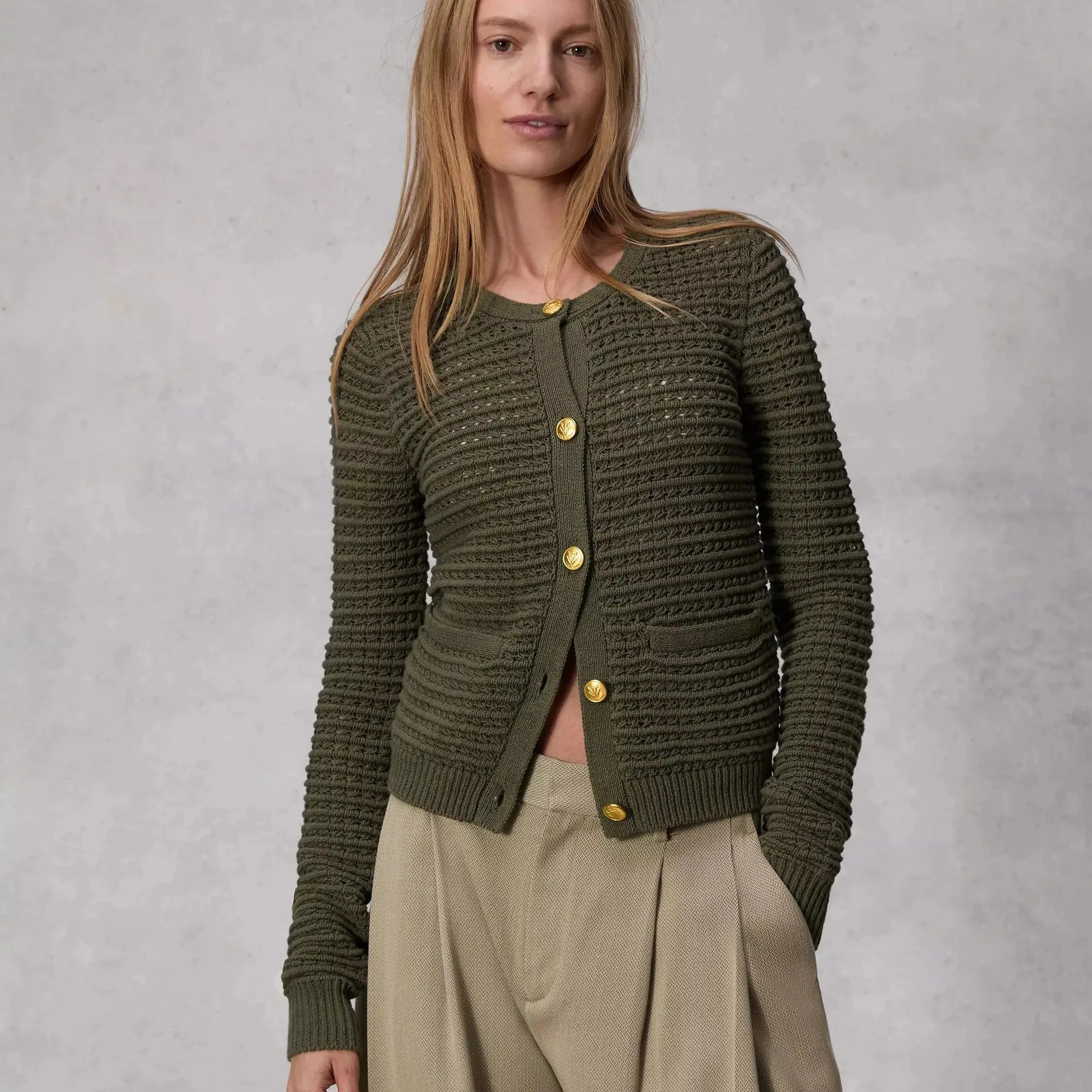 Rag & Bone Marlee Cotton Cardigan in Army