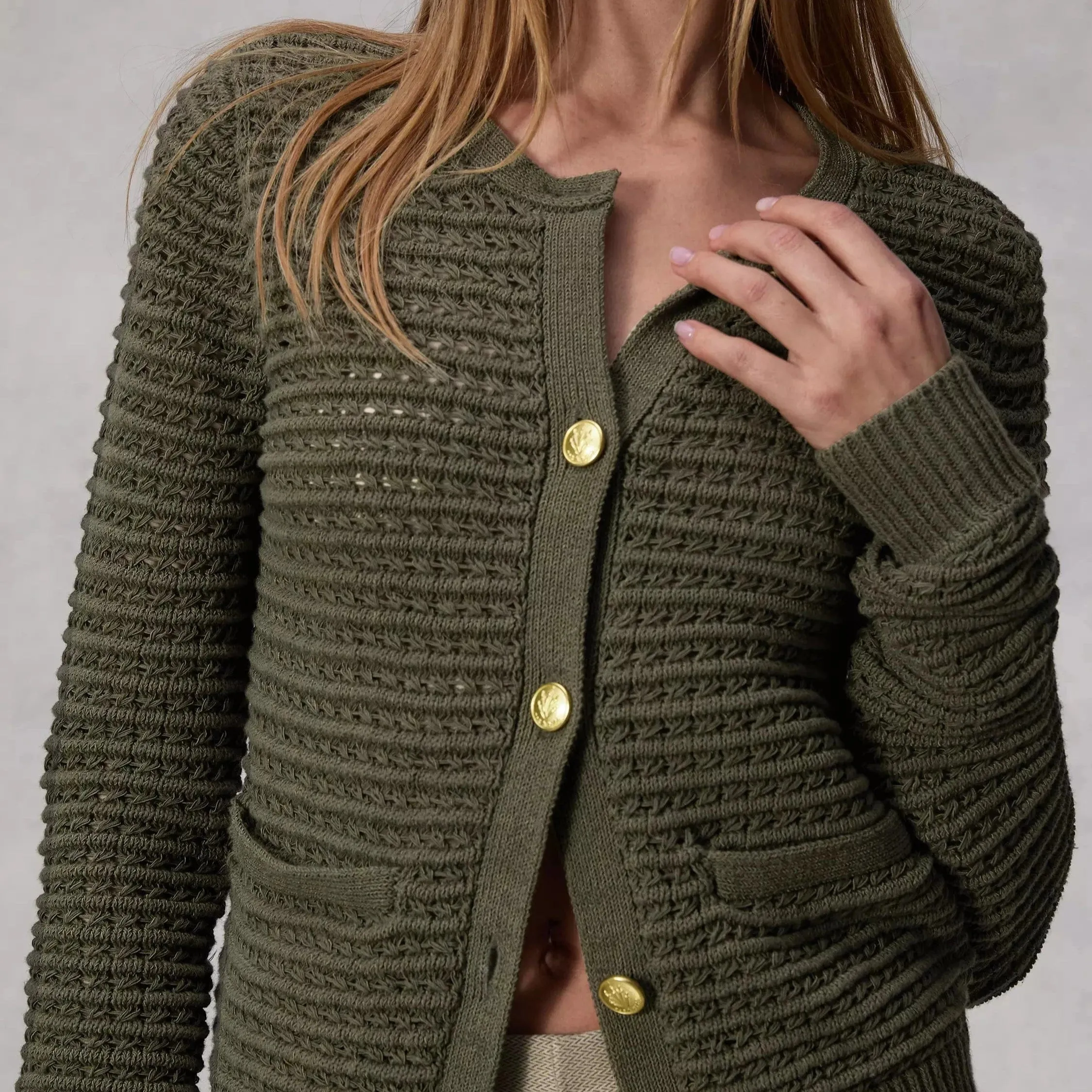 Rag & Bone Marlee Cotton Cardigan in Army