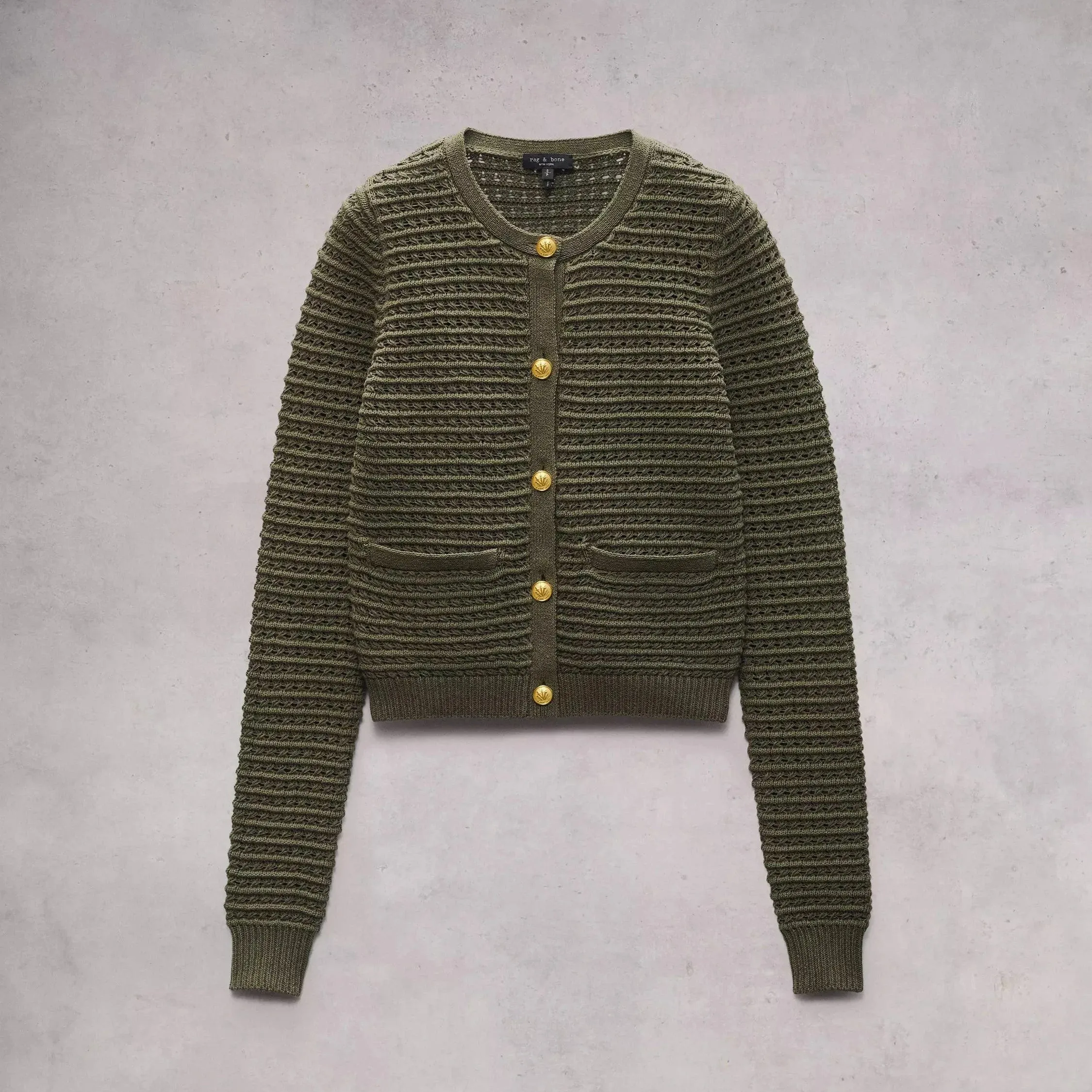 Rag & Bone Marlee Cotton Cardigan in Army