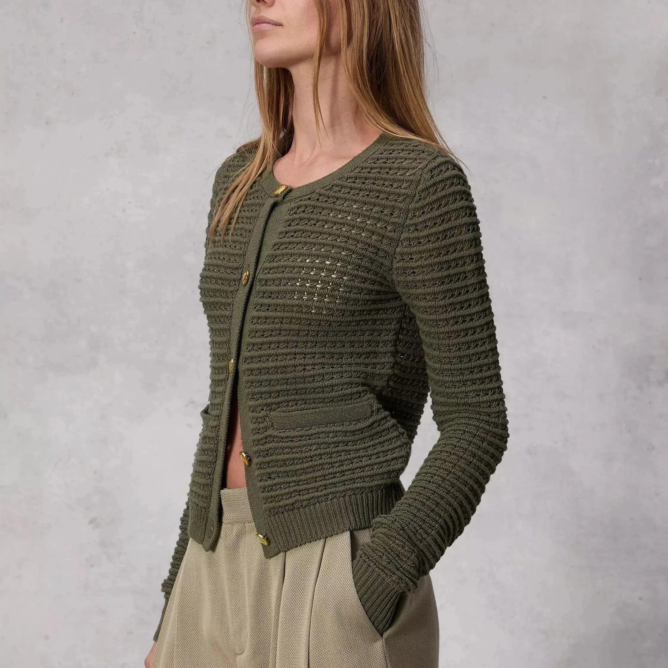 Rag & Bone Marlee Cotton Cardigan in Army