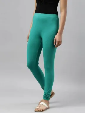 Sea Green Plain Churidar Lycra Leggings